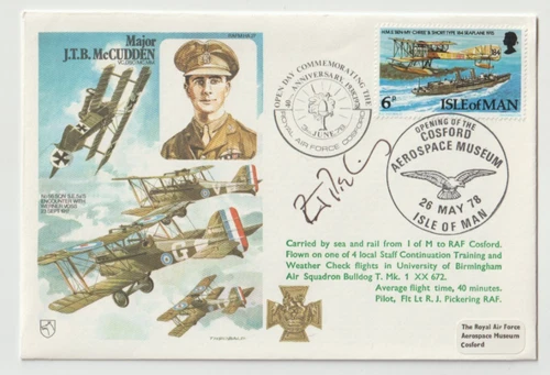 26/5/1978 Isle of Man Flown Cover - Major J.T.B. McCudden VC., DSO. - HANDSIGNED