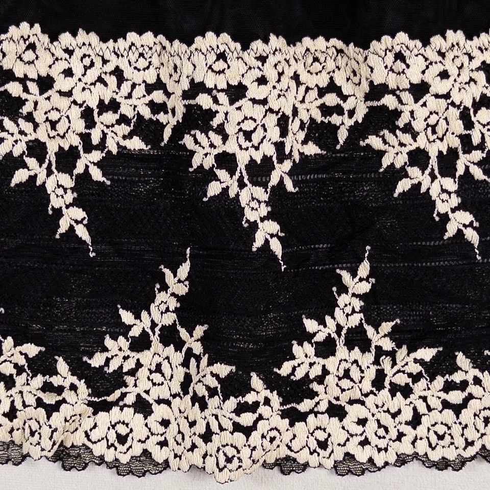 Wacoal Medio Slip EE. UU. 6-M Negro Marfil Floral Bordado Malla Transparente Femenino Foto 2 de 4