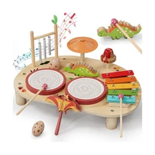 Lehoo Castle Baby Drum Set, Wooden Musical Instruments, Montessori ... Fast Ship
