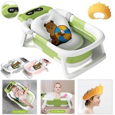 Baby Bath Foldable Tub Collapsible Bathtub for Newborn with Seat Support Cushion