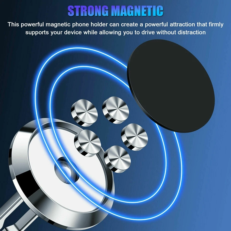 360° Rotation Magnetic Phone Holder Foldable Car Mount Stand Dashboard Universal - Image 3 of 4