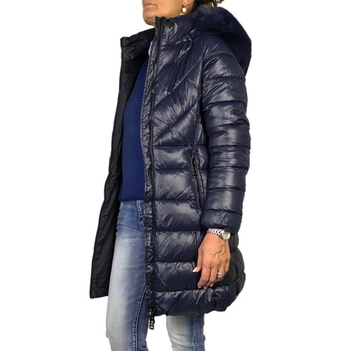 Daunen Frauen Lang Winter Jacke Gepolstert mit Kapuze Pelz Veque - Bild 35 von 41