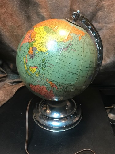 Vintage 8 Inch Illuminated Globe By Legend.On Chrome Base With Chrome Axis.1950s - Picture 12 of 12