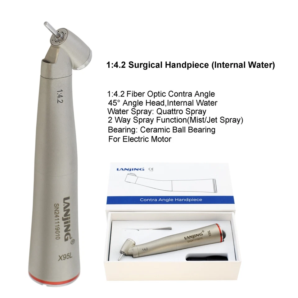 Dental Electric Handpiece 1:5 1:1 1:4.2 Contra Angle Surgical Increasing LED NSK - Image 4 of 4