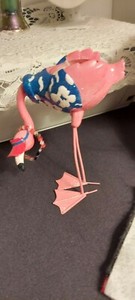 2 Pink Flamingo Metal & Resin Tealight Holders 10"
