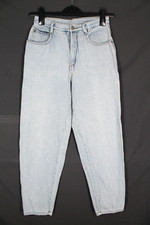 VTG GITANO Women's TEXTURED STRIPES High Rise TAPERED LEG Blue Denim JEANS 9/10