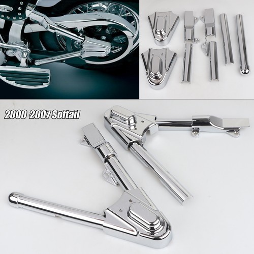 Chrome Swingarm Covers w/ Phantom Axle Cover For Harley Fat Boy
