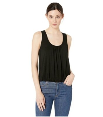 Three Dots Women's 238307 Refined Jersey Shirred Tank Black Size L