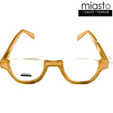 MIASTO TOP RIMLESS HALF MOON 1/2 OVAL READING GLASSES+2.25 CARAMEL BROWN~ MEDIUM