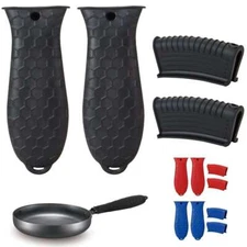 Silicone 4pcs Iron Handle Cover Cast Skillet Handle Potholder Pot Pan Sleeve US