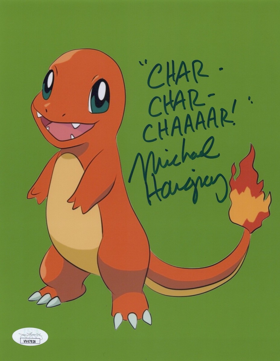MICHAEL HAIGNEY Signed POKEMON 8x10 CHARMANDER Photo Autograph JSA