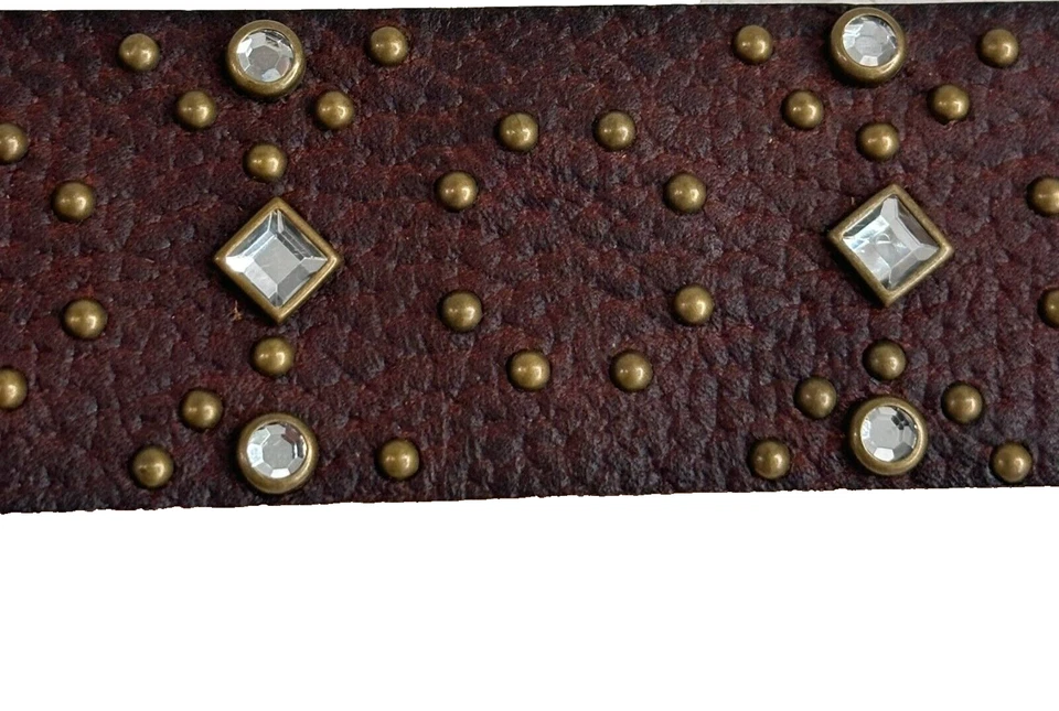 Cinturón y hebilla de cuero Miss Me para mujer L 35 a 39 cintura marrón metálico estrás Foto 4 de 4