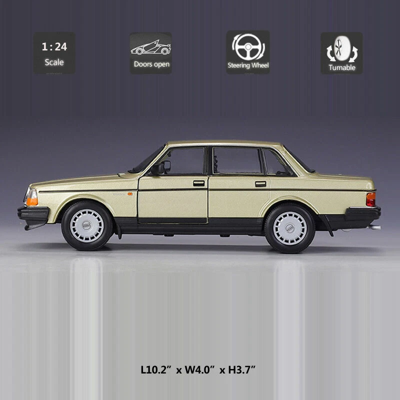 1:24 Scale 240 GL Model Car Diecast Toy Cars 2 Doors Hood Open Collection Gold - Image 2 of 4