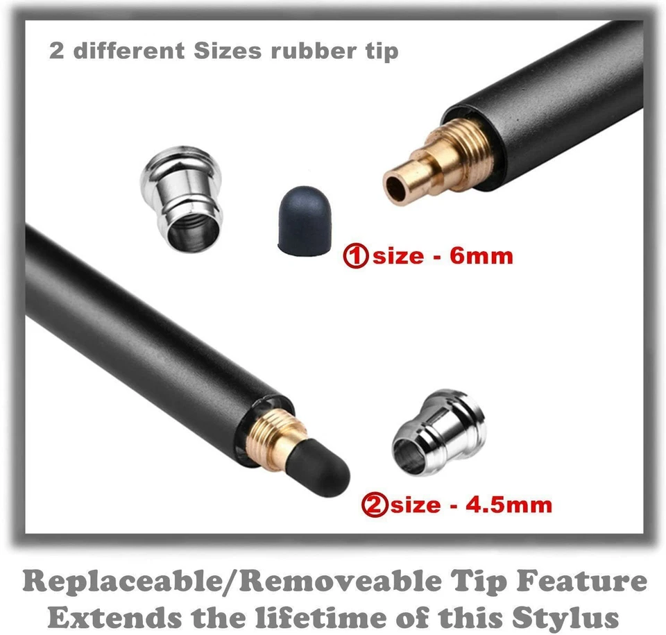 Bargains Depot 2 in 1, 2 Pcs 0.18-inch Small Tip Stylus Rubber Tips Black - Image 2 of 4
