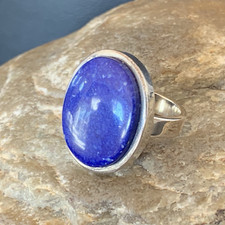 Womens Blue Lapis Lazuli Navajo Sterling Silver Ring Size 6 10403