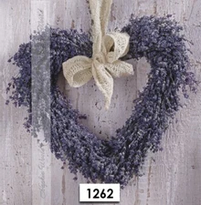 (1262) TWO Paper LUNCHEON Decoupage Art Craft Napkins - LAVENDER FLOWER WREATH