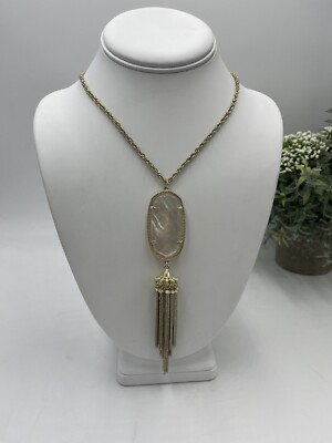 KENDRA SCOTT Rayne Mother Of Pearl Pendant Tassel Gold Plated