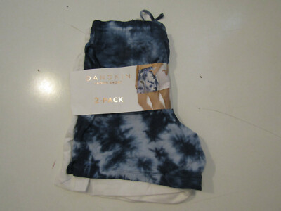 DANSKIN Tie-Dye Blue Knit Pull-On Lounge Sleep Shorts 2pk NWT S Small Womens