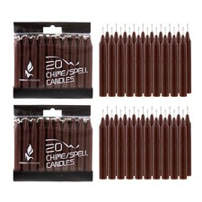 Mega Candles - Unscented 4" Chime / Spell Taper Candles - Brown, Set of 40