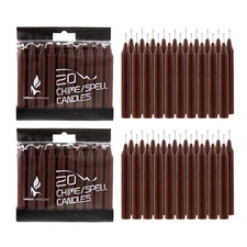 Mega Candles - Unscented 4" Chime / Spell Taper Candles - Brown, Set of 40