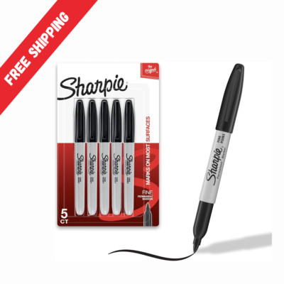 Sharpie Permanent Marker Fine Point Black Packof5 fine tip marker for everything