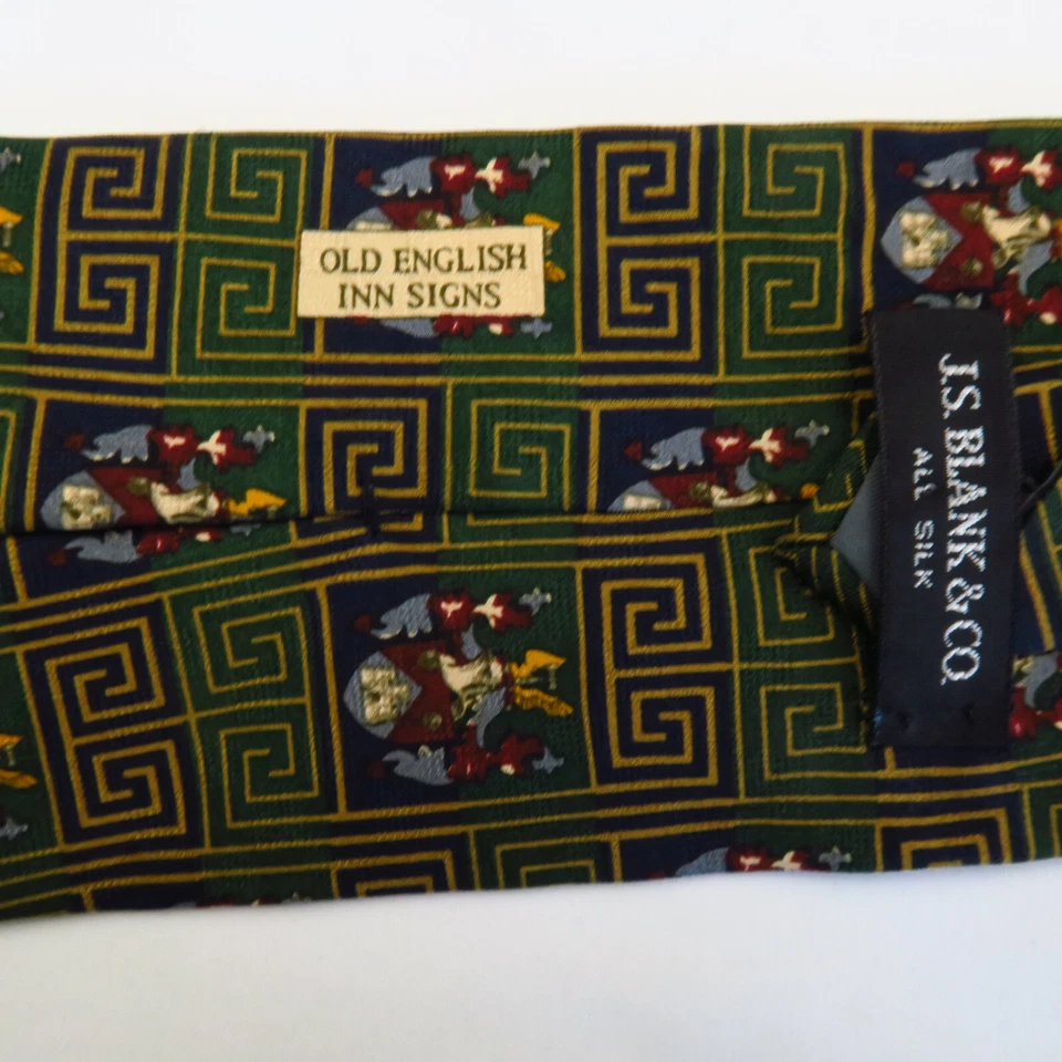 Corbata para el cuello J S Blank & Co Old English Inn Signs diseño clásico para hombre 57x4 verde Foto 4 de 4