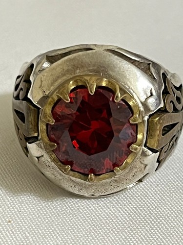 High Grade Handmade Men Silver 925 Ring Genuine France Ruby ياقوت باريسي مترش - Picture 13 of 19