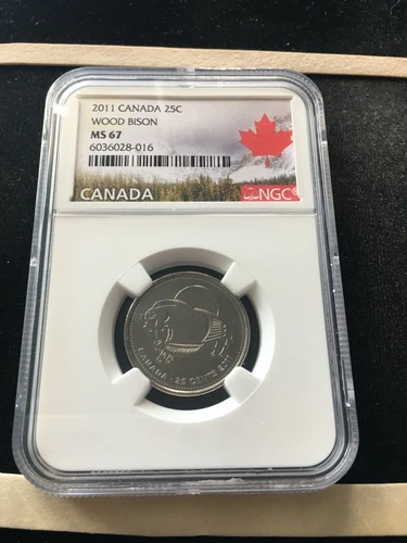 2011  Wood Bison, NGC Graded Canadian, ¢25 Cent, **MS-67** #016