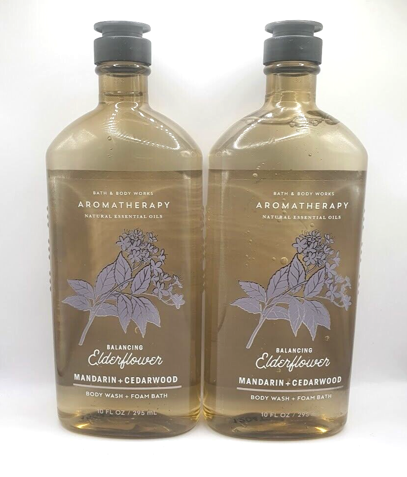 BATH AND BODY WORKS ELDERFLOWER MANDARIN + CEDARWOOD BODY WASH (SET OF 2) eBay