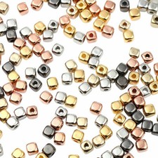  100 x CHOOSE Metallic Plastic SQUARE CUBE Spacer Beads 4mm Jewellery Making ❤