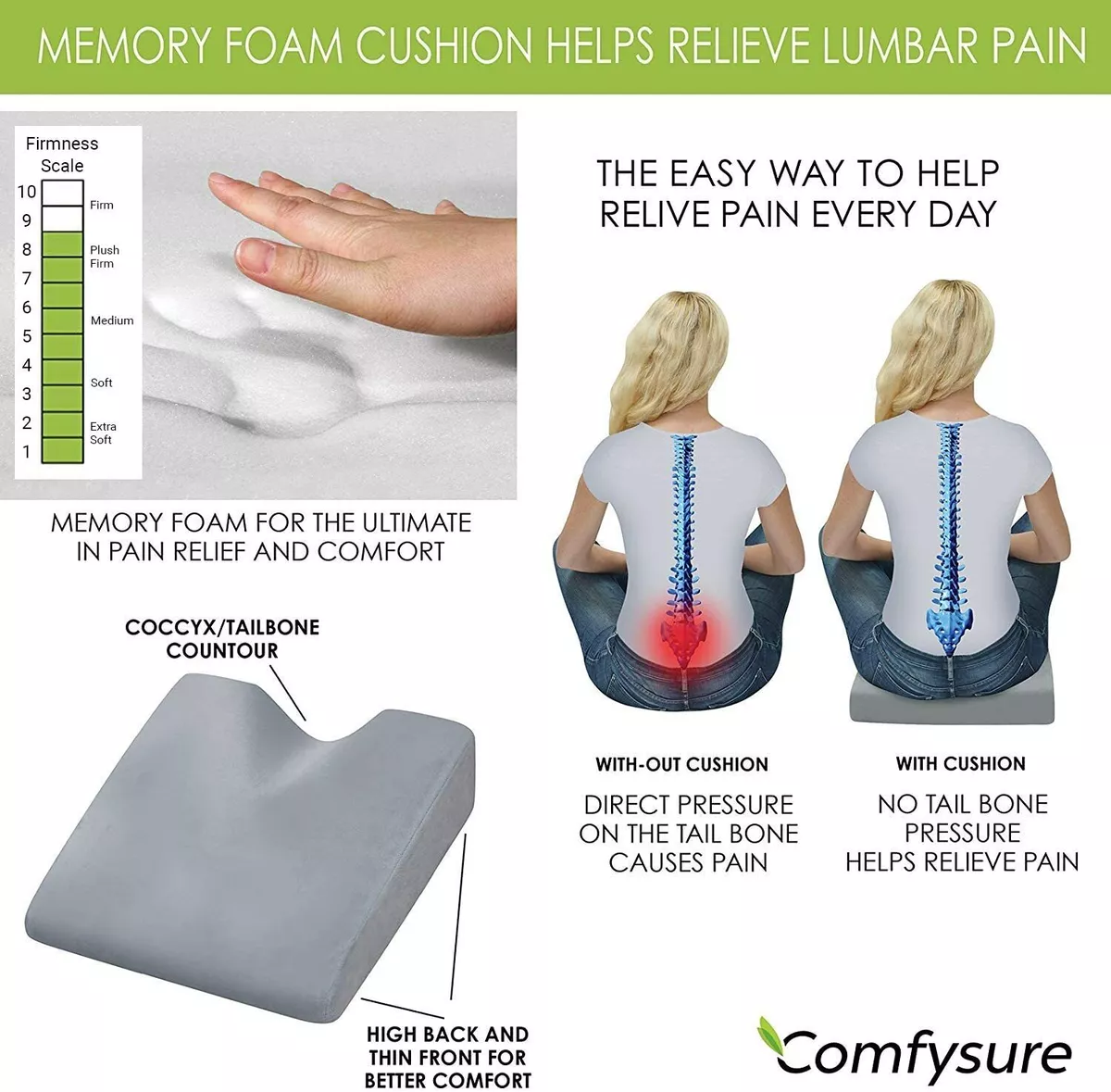 Comfysure car clearance seat wedge pillow