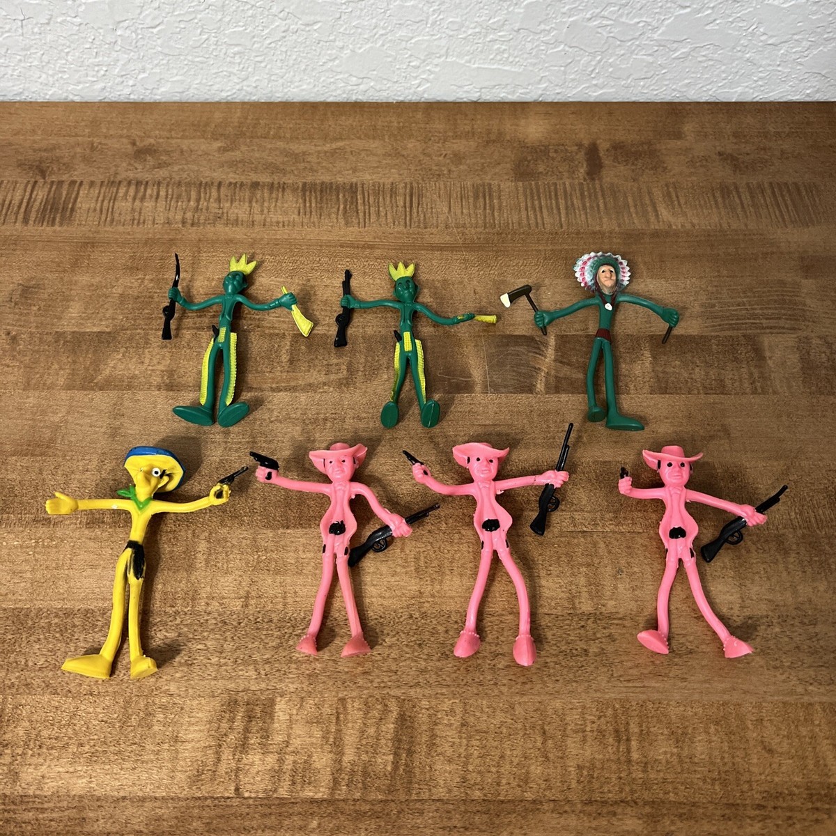 Vintage Bendable Posable Bendy Toy Cowboy & Indians Lot of 7 | eBay