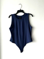 House Of Harlow 1960 Bodysuit Blue Snap Button Thong Women XL Minimalist Classic