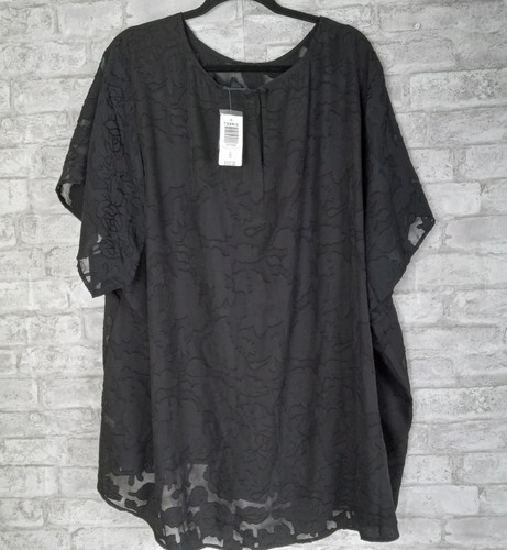 Torrid Abbey Top strukturiert Blumen Damen 6 (6X) schwarz Goth dunkel romantisch halbtransparent - Bild 2 von 10