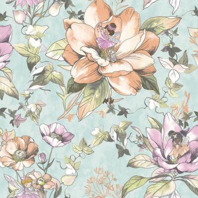 Holden Decor Floral Fairies Majical Garden Blumen türkis Kindertapete 13210