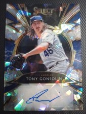 2020 Select Tony Gonsolin Sparks Autograph Cracked Ice Rookie Auto Card. #22/25.