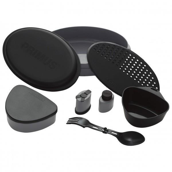 Outdoor Meal Set Camping Hiking 8 Pcs Plastic Food Container Cutlery Black Camping Cookware