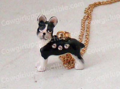 BOSTON TERRIER Charm (3915N) Pewter, Baked Enamel, Australian Crystals