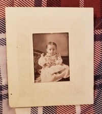 Small Cabinet Card- Little Girl Holding Her Doll. Early 1900s. Sweet.