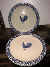 Lot of 3 Folk Craft Sponge Rim Rooster 10.5"in. by Tienshan Dinner Plates
