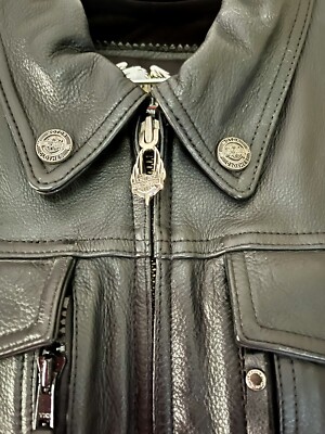HARLEY-DAVIDSON Black Leather Motorcycle Jacket w/ Lining RN