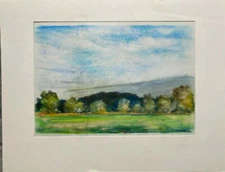 Franz Ehmke *1928 -2018 DDR Painter °Landscape with Trees on the Meadow