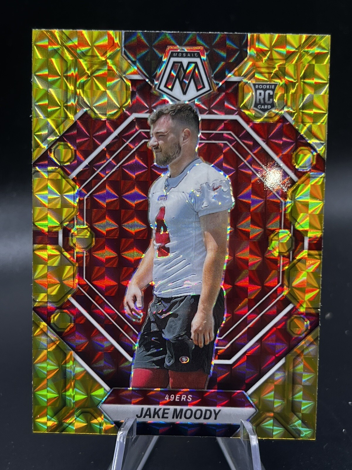 2023 Mosaic Football Jake Moody Reactive Yellow Mosaic Prizm RC Rookie #326