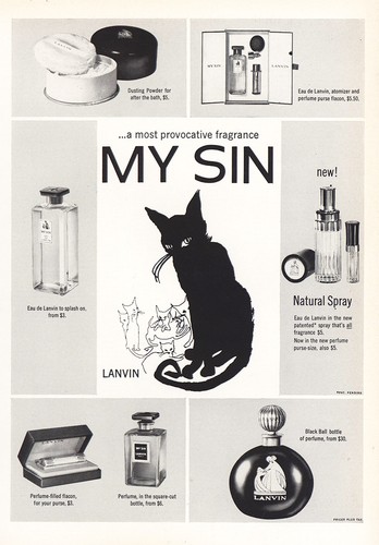 1964 Lanvin My Sin: Provocative Fragrance Vintage Print Ad