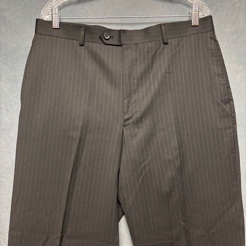 100% Wool Pronto Uomo Platinum Dress Pants Mens 36 Pin Stripe Preppy Office Work - Picture 9 of 16