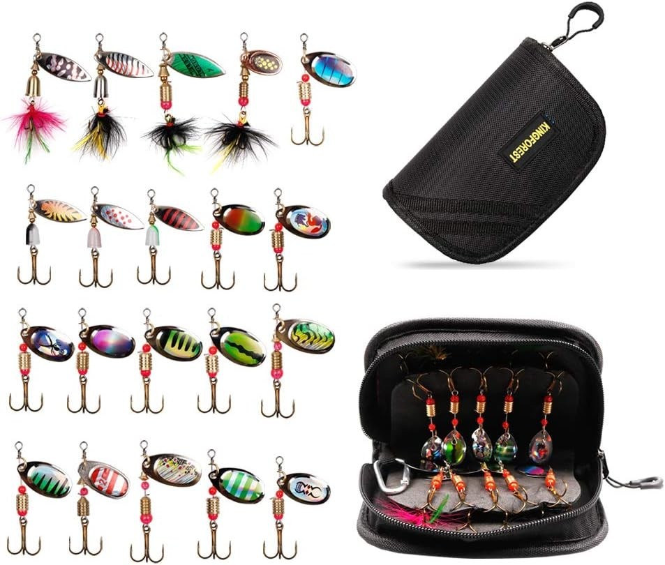 20-Piece Fishing Lures Spinnerbait Kit for Bass, Trout & Salmon with Tackle Box - Image 3
