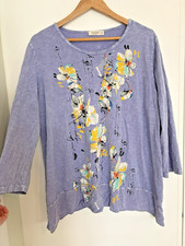 Jess  Jane Womens Tunic XL Hand Painted Artsy Zen Lagenlook Watercolor Relaxed