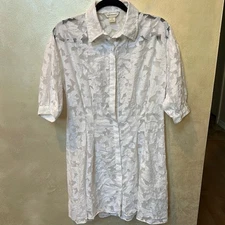Club Monaco Sheer White Floral dress sz 8