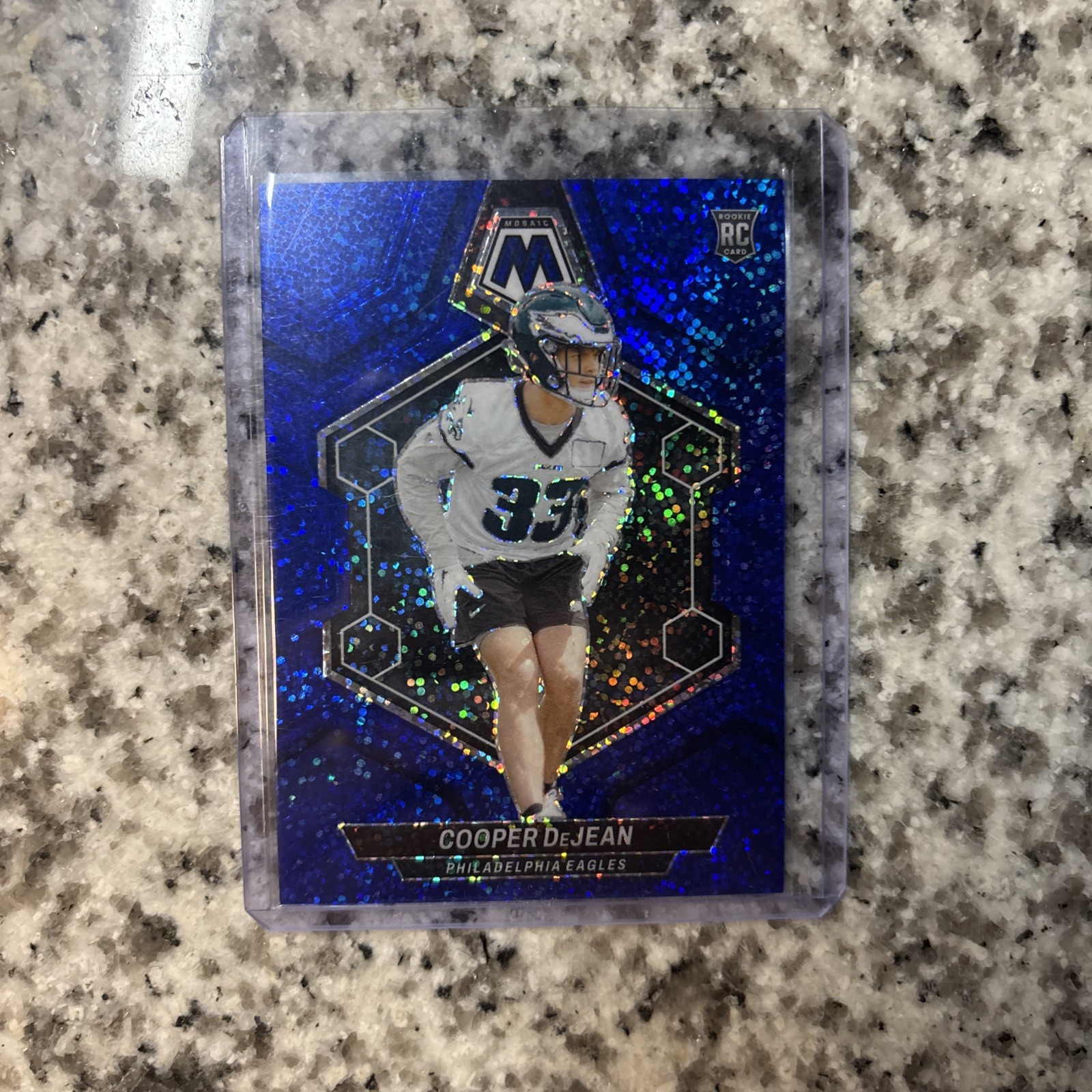 2024 Panini Mosaic Rookies Cooper DeJean #340 Blue Sparkle Prizm /96 (RC)
