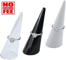 3 Packs Ring Cone Display Holder Stands Acrylic Finger Stand for Jewelry Showcas